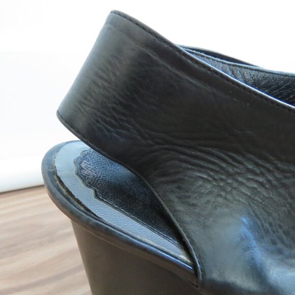 VINTAGE CHRISTIAN DIOR Black Gray Suede Leather Point Toe Wedge Slingback Shoes - Picture 5 of 16